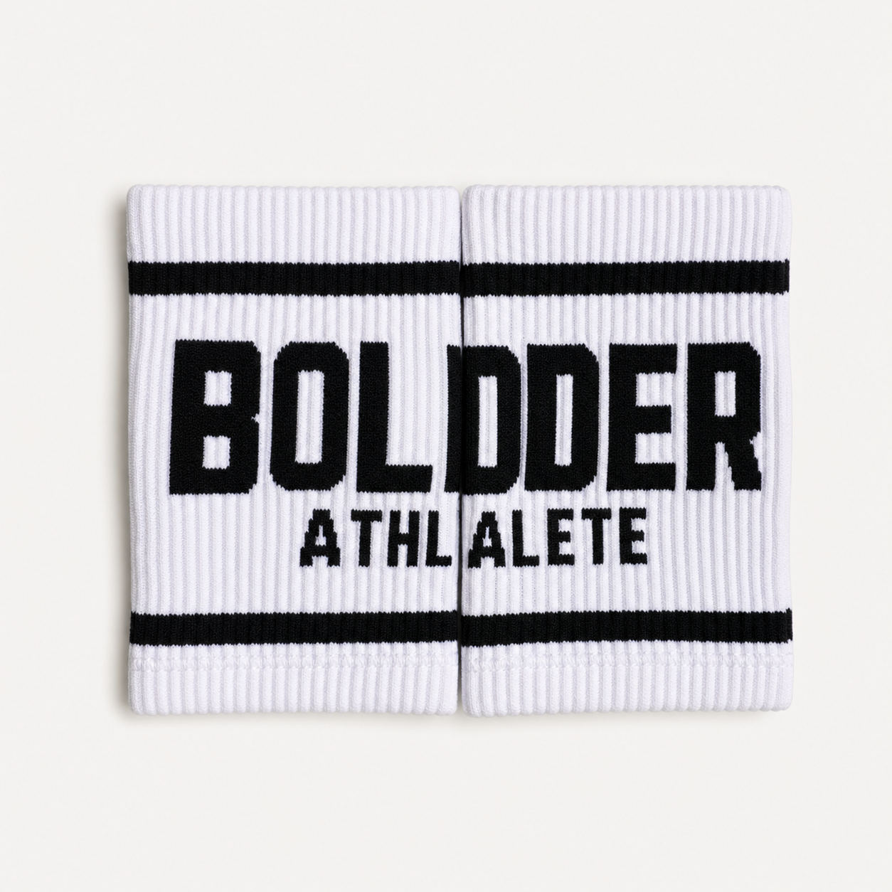 White Bolder Athlete wrist sweatbands