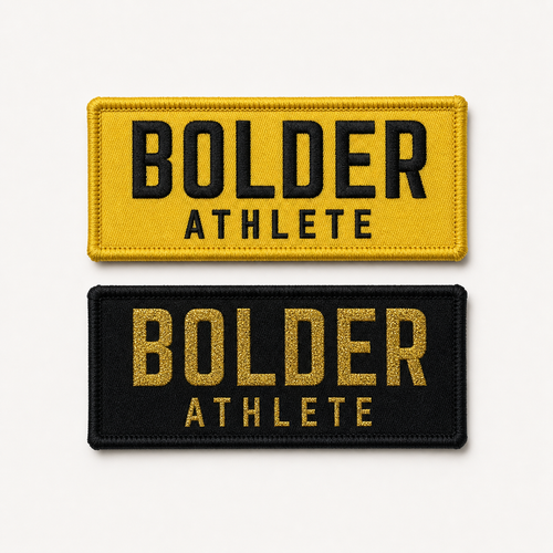 Gold and black Bolder Athlete patches